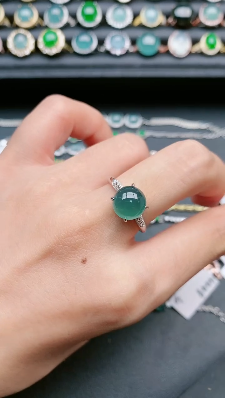 翡翠戒指银S925镶嵌111111