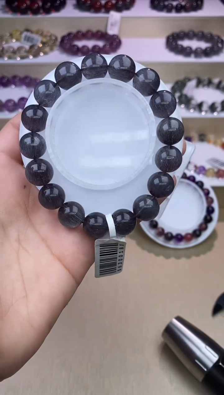 水晶手链未镶嵌黑超七单圈12m+