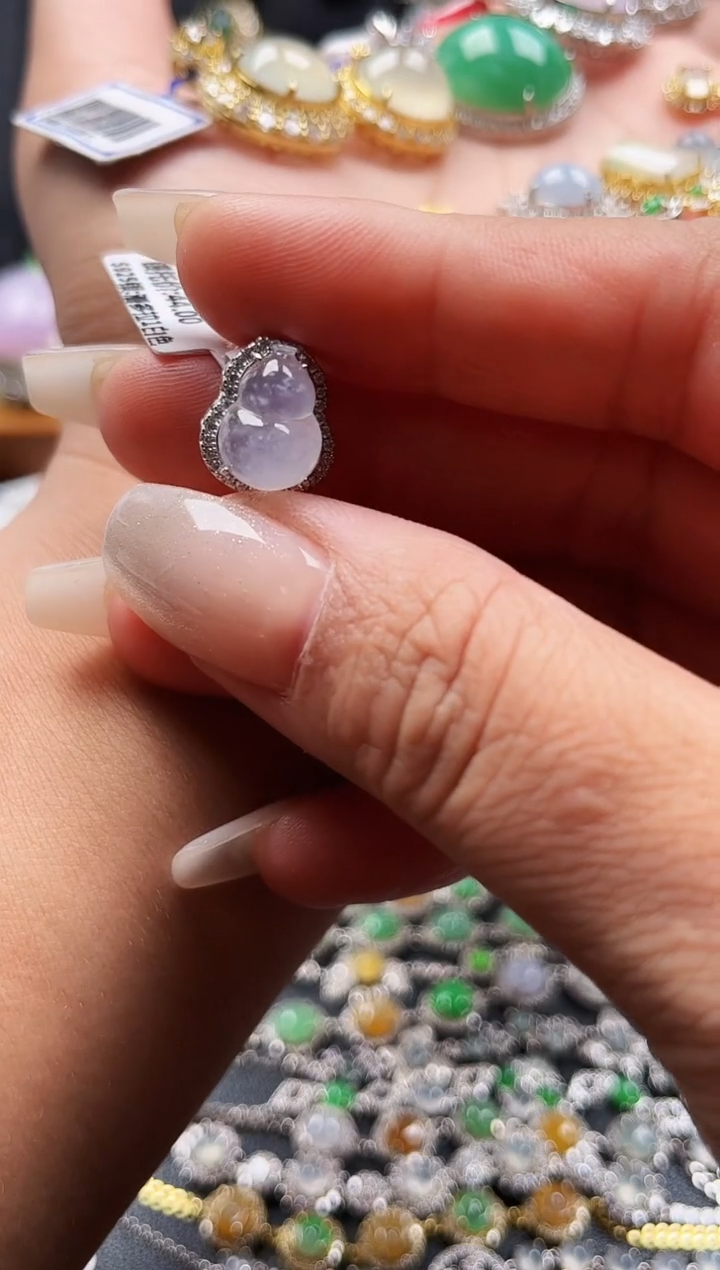 翡翠银S925镶嵌颈饰缅甸天然A货翡翠S925银镶嵌