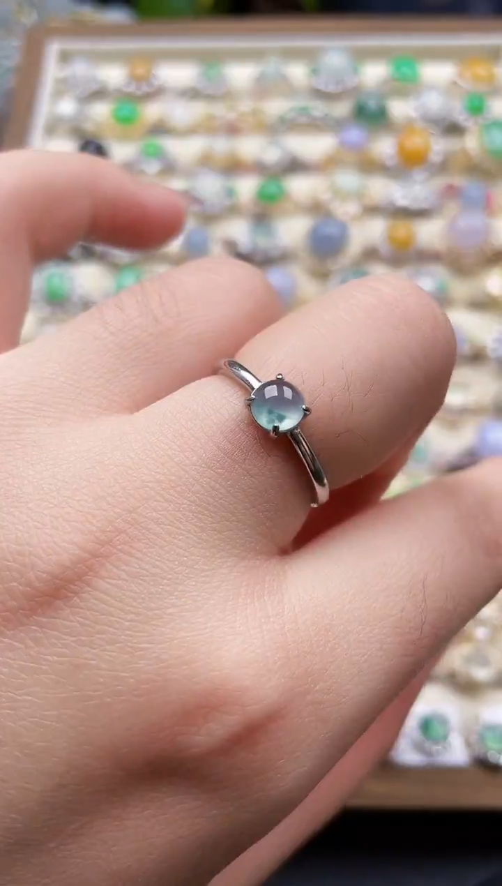 银S925镶嵌戒指翡翠6