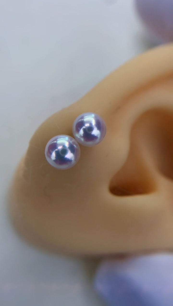 18K金镶嵌DA海水珍珠 GD001 5-6 素钉定制