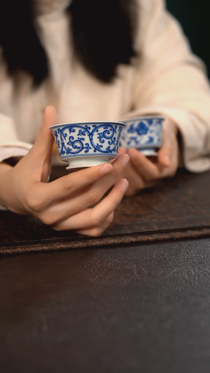 【闪购商品】杯聚澜堂仿明缠枝莲马蹄杯