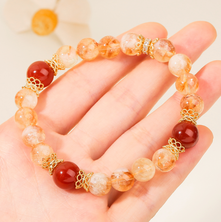 【昭愿】2A天然黄塔晶红玛瑙手链