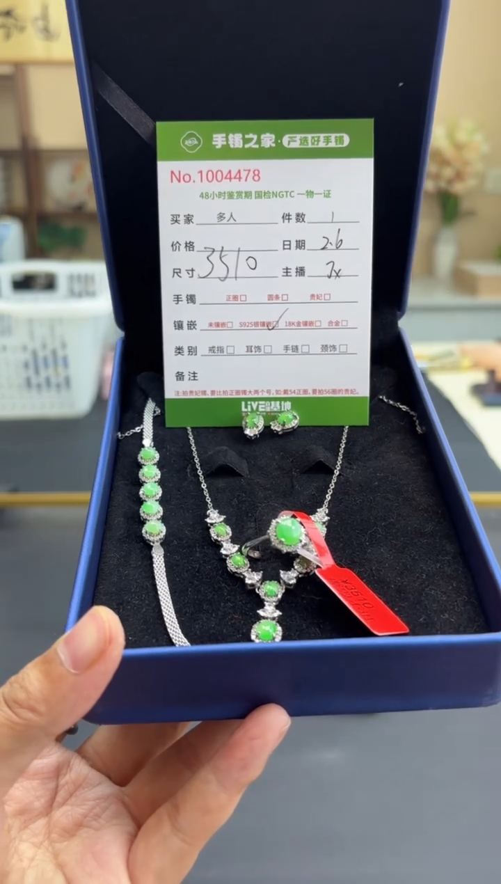 【闪购商品】翡翠套链银S925镶嵌多人