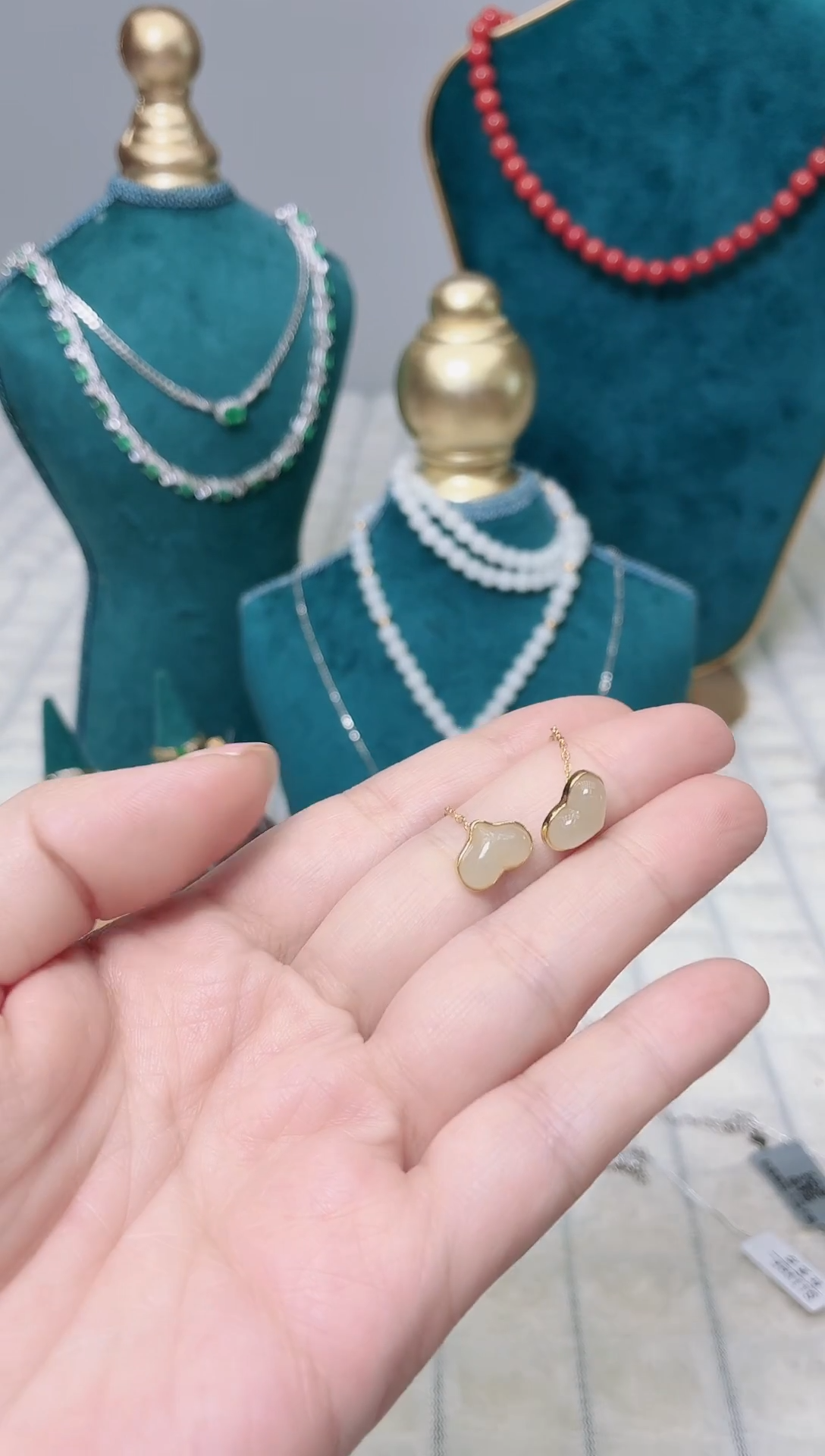 银S925镶嵌和田玉耳饰162BJ1225产品一个（多样性）