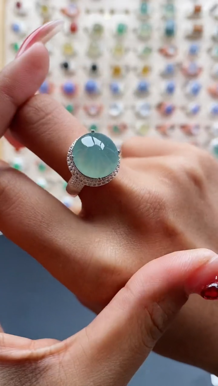 【闪购商品】翡翠戒指未镶嵌缅甸天然A货翡翠444 3+6