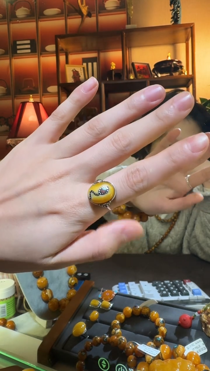 蜜蜡颈饰银S925镶嵌5486天然蜜蜡珠宝奇石