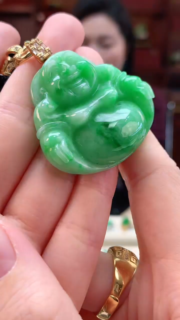 【闪购商品】翡翠颈饰18K金镶嵌赠礼盒证书 敏