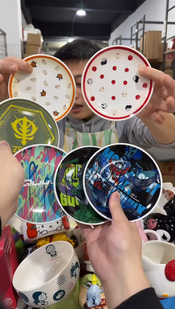 瓷片高达小碟子6件套