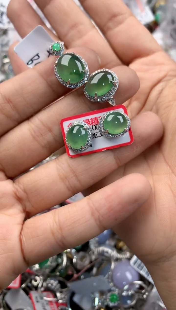 银S925镶嵌戒指翡翠555----8