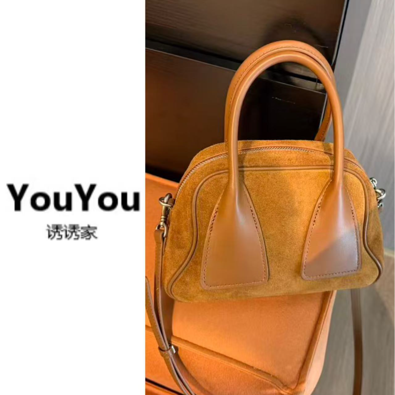 2025秋冬新款磨砂牛皮手提包女包高级感通勤包单肩包斜挎包枕头包