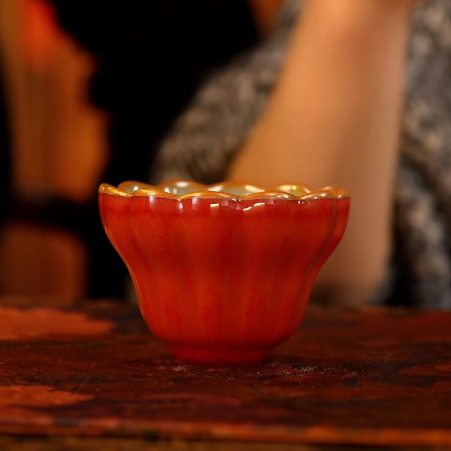 【小乔赏瓷】 谢小金豇豆红小佛手杯 xxj108