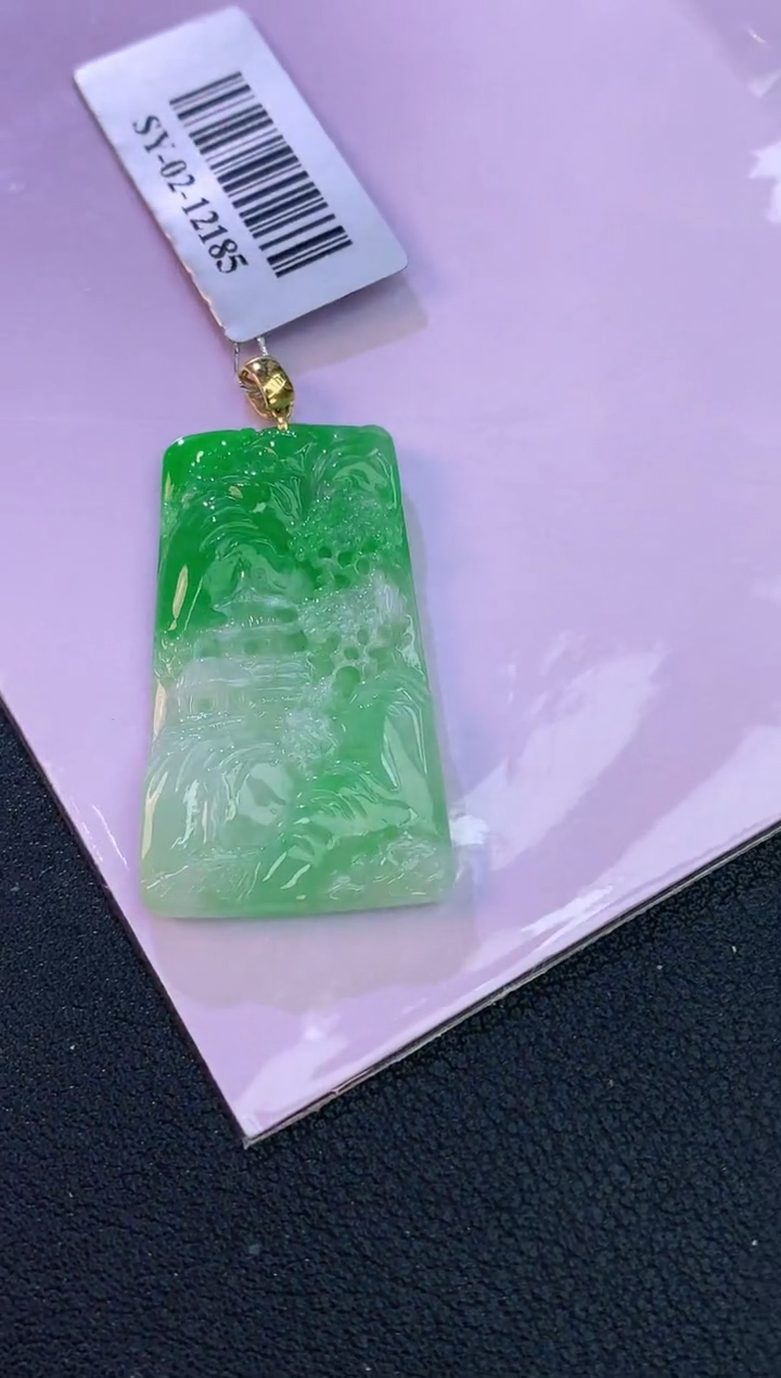 颈饰18K金镶嵌翡翠赠礼盒证书 麦麦