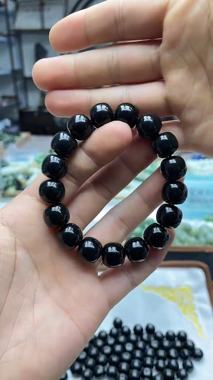 未镶嵌手串和田玉新疆塔县黑青13老型