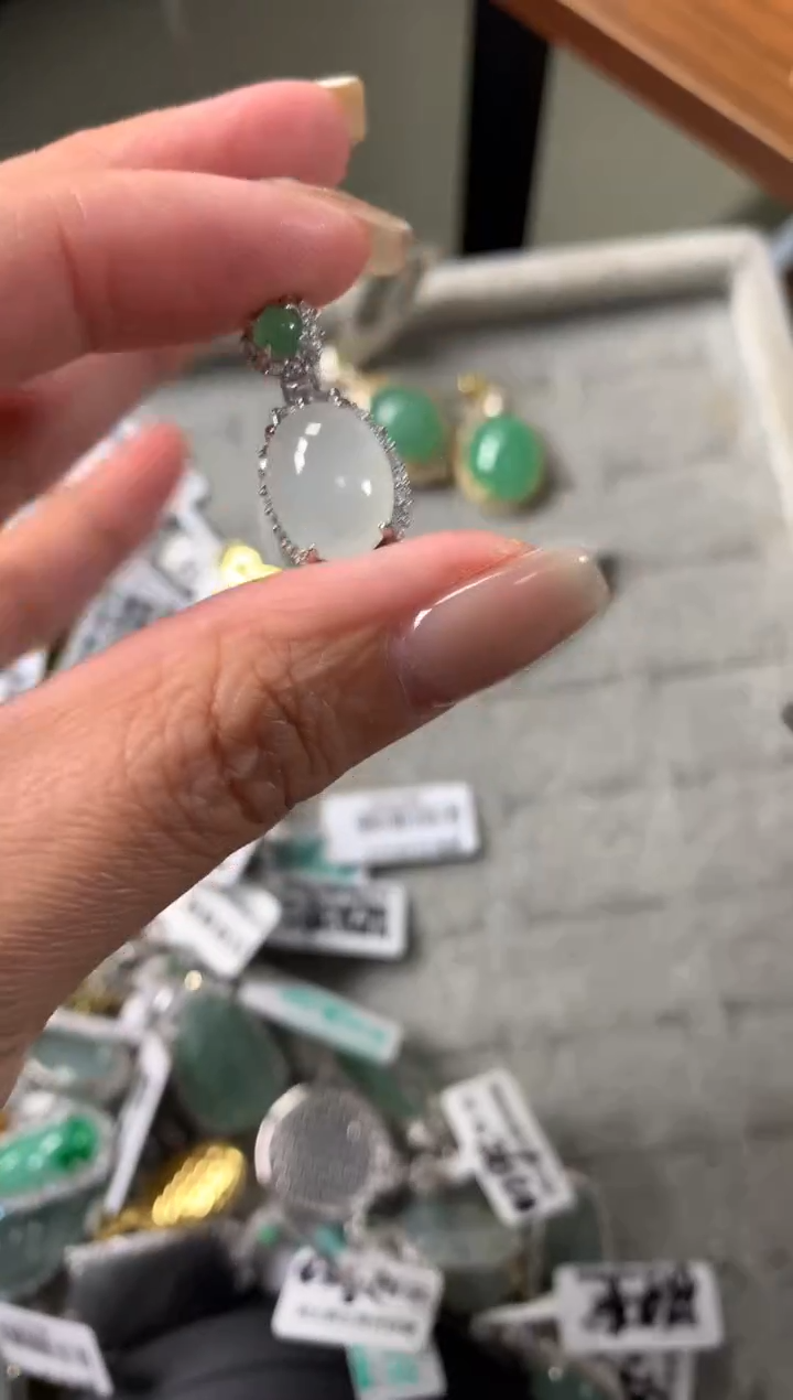 银S925镶嵌戒指翡翠吊坠