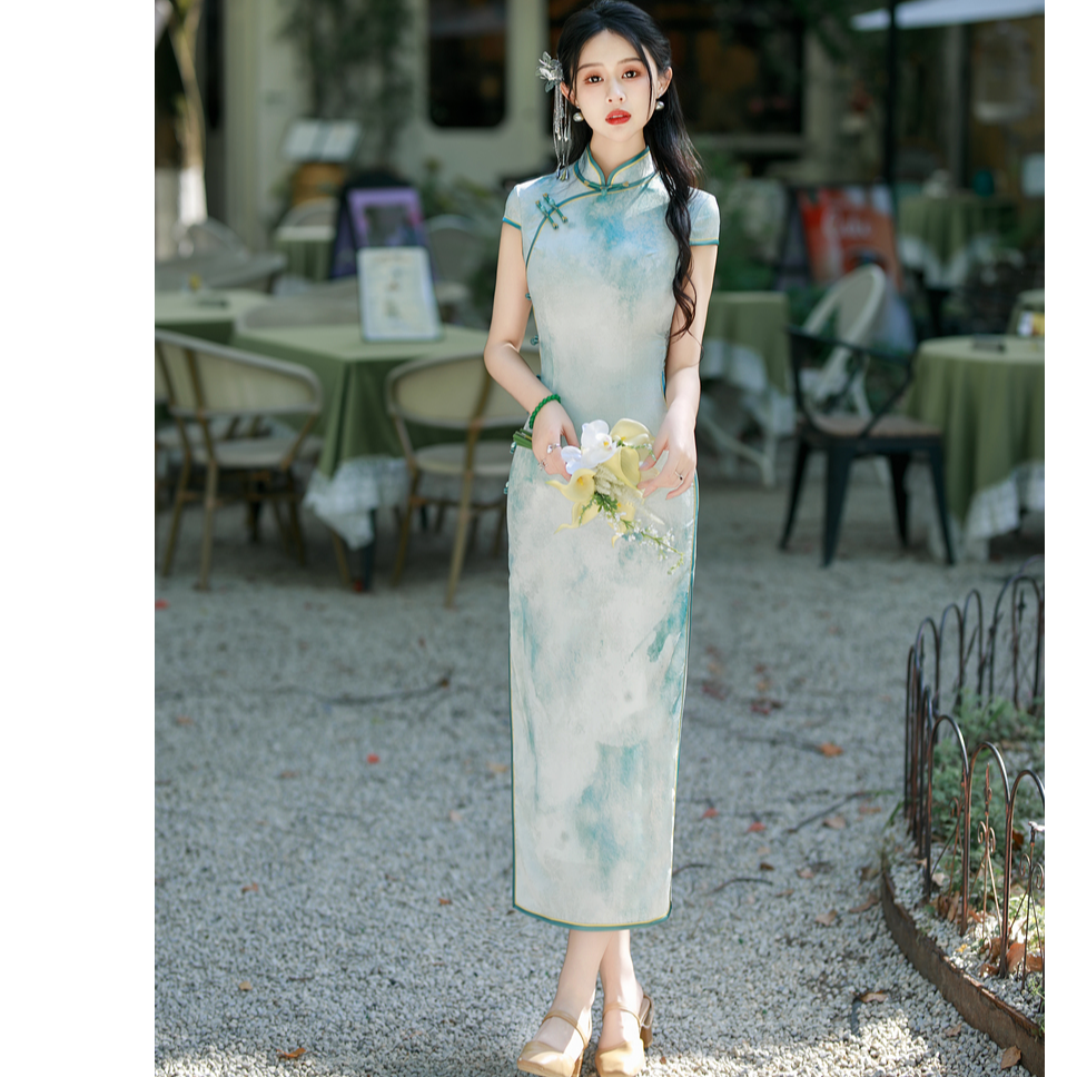 白幼秀新款2025复古时尚优雅中式立领港风款旗袍中国风旗袍5677