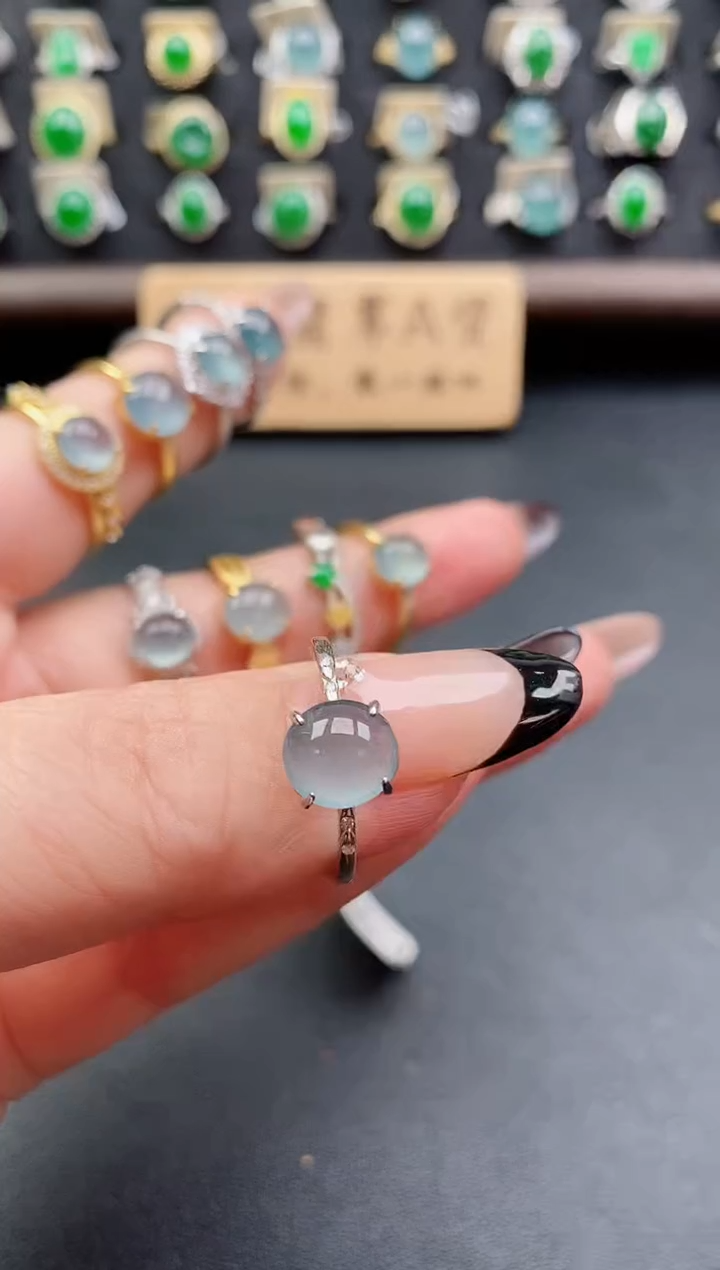 银S925镶嵌戒指翡翠1