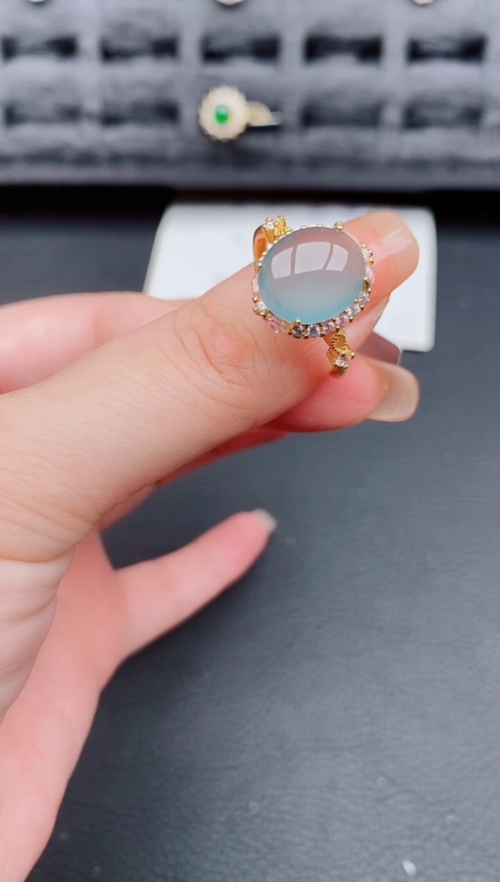 翡翠戒指银S925镶嵌天然a货翡翠109