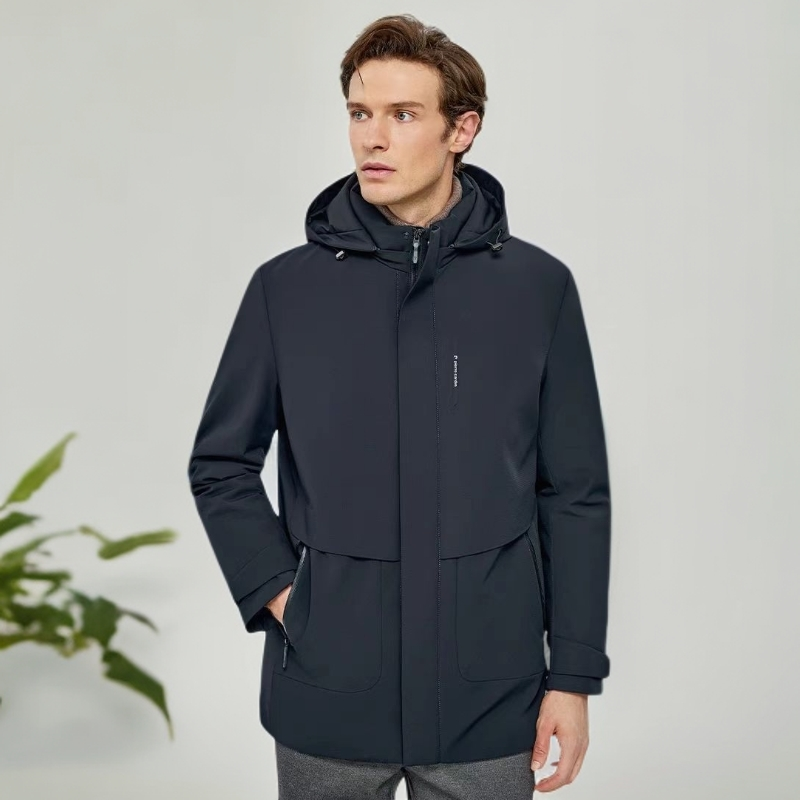 【鹅绒服8006】男士轻奢商务绅士正装通勤可拆卸内胆中长羽绒服