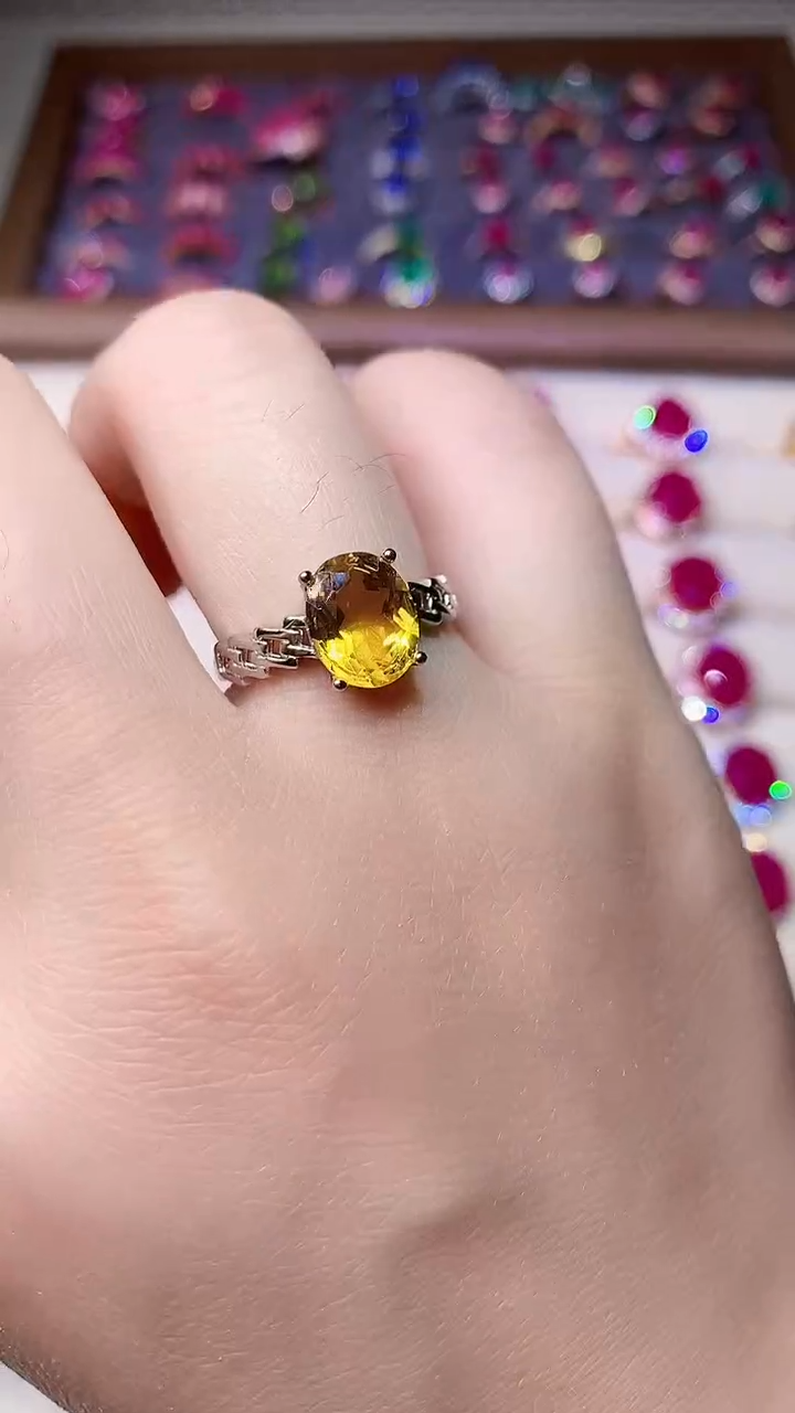 【闪购商品】黄晶戒指银S925镶嵌0000