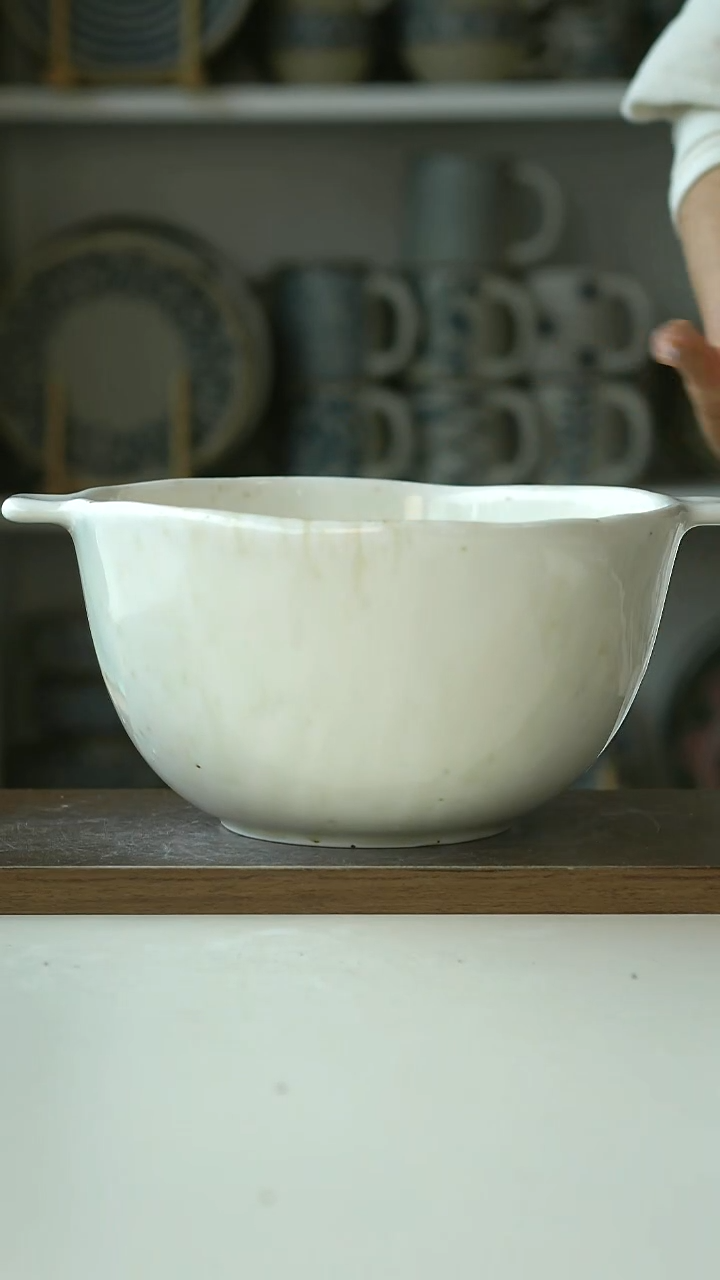 陶Dxc原野汉白双耳汤碗24.5cm@4-2@