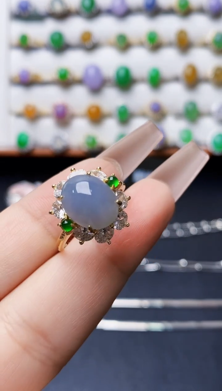 银S925镶嵌戒指翡翠5402