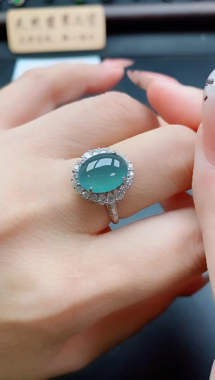 银S925镶嵌戒指翡翠1