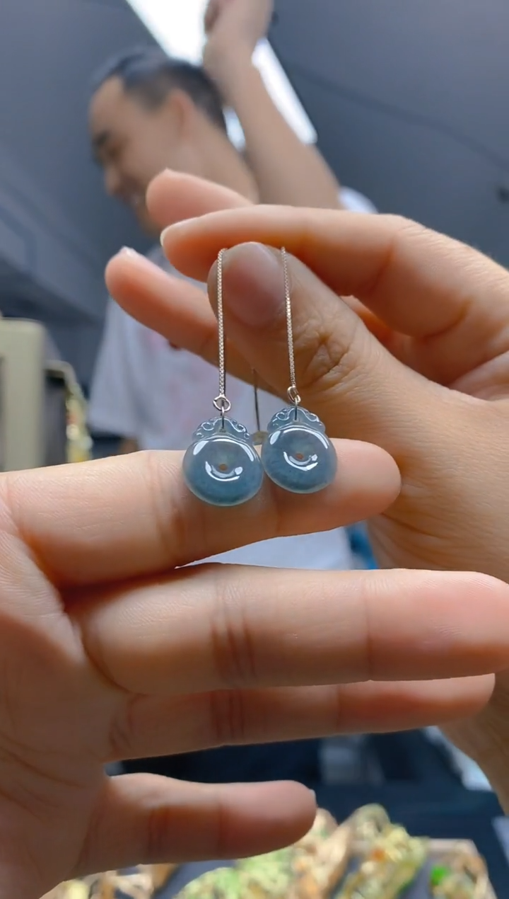 【闪购商品】翡翠耳饰银S925镶嵌0206翡翠耳线