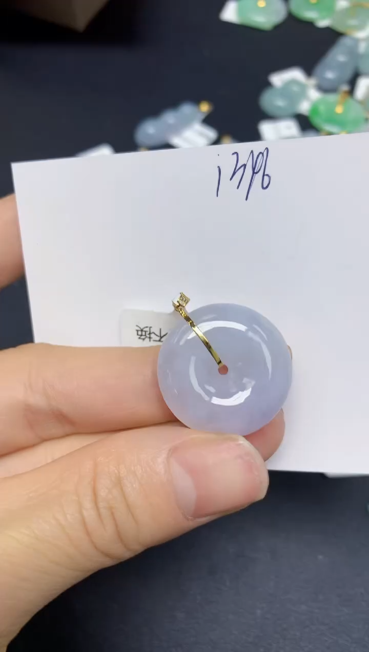 【闪购商品】翡翠18K金镶嵌挂件天然翡翠A货