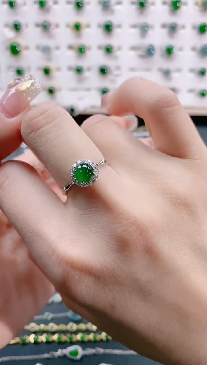【闪购商品】翡翠戒指银S925镶嵌天然翡翠