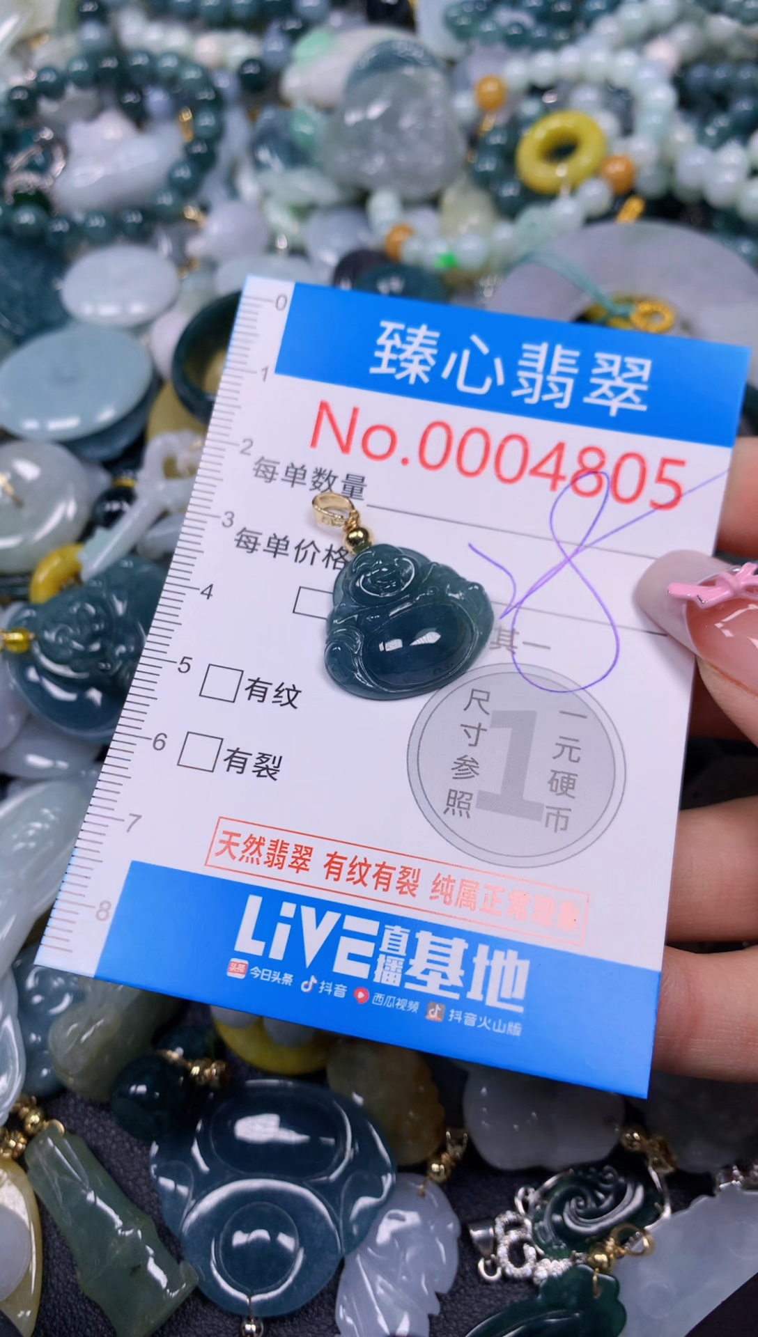 【闪购商品】翡翠颈饰未镶嵌含绳0004805