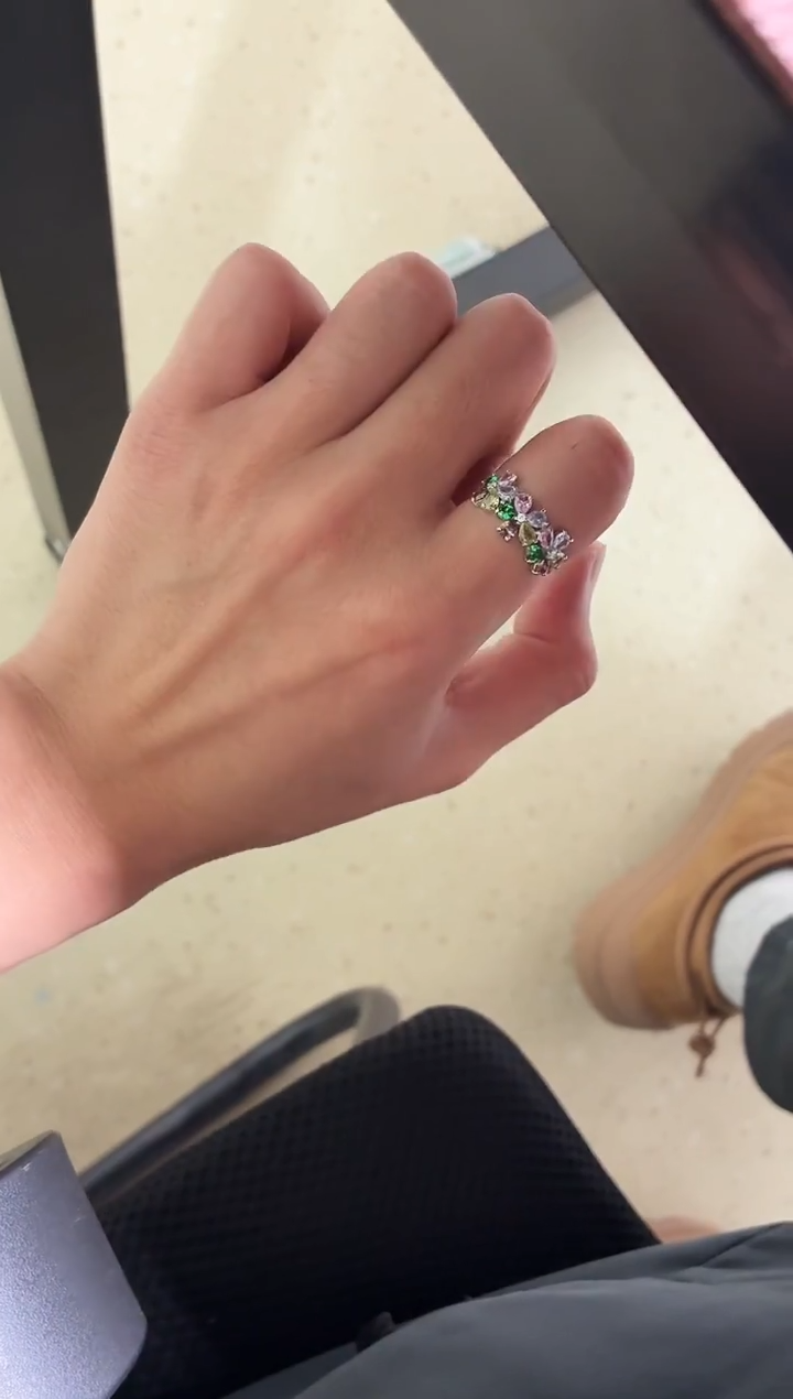 银S925镶嵌戒指碧玺4444