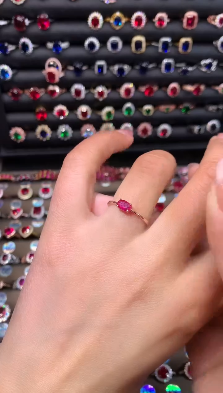 【闪购商品】红宝石戒指银S925镶嵌玫瑰金