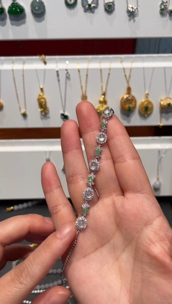 颈饰银S925镶嵌翡翠翡翠手链