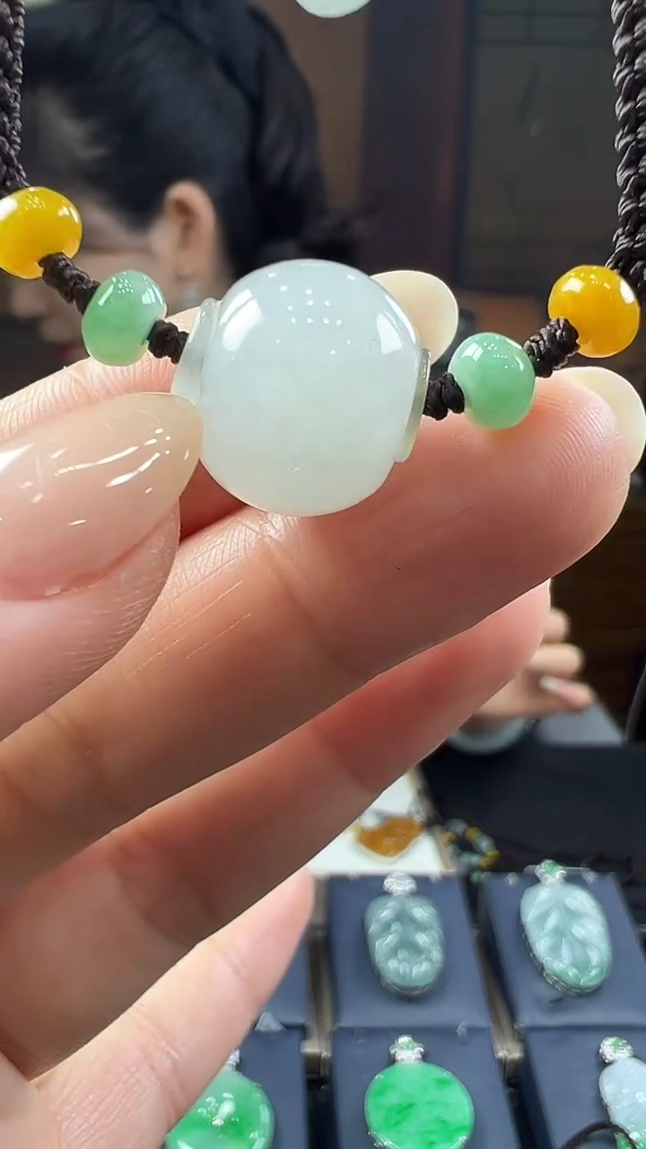 未镶嵌挂件翡翠路路通套绳