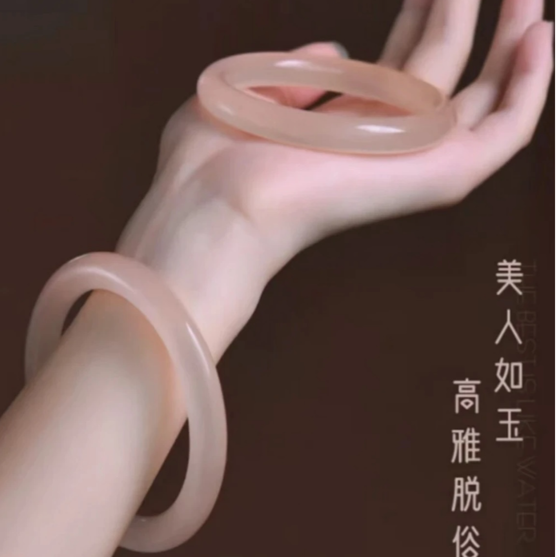 A【水蜜桃/正圈口/手镯】天 然 和 田 玉/高冰冰透/女士/卡13-14