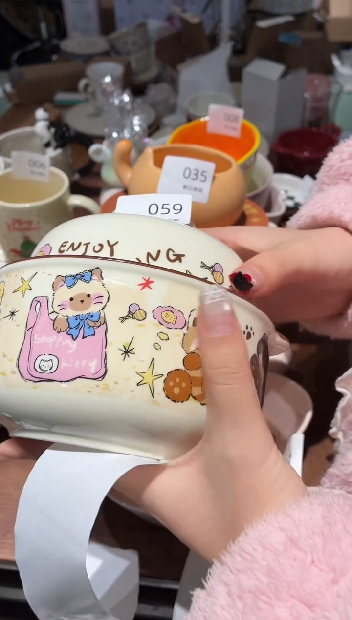 瓷059 动物 泡面碗 瑕疵