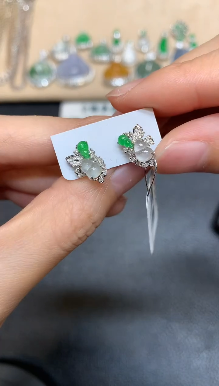 【闪购商品】翡翠耳饰18K金镶嵌【无服务费