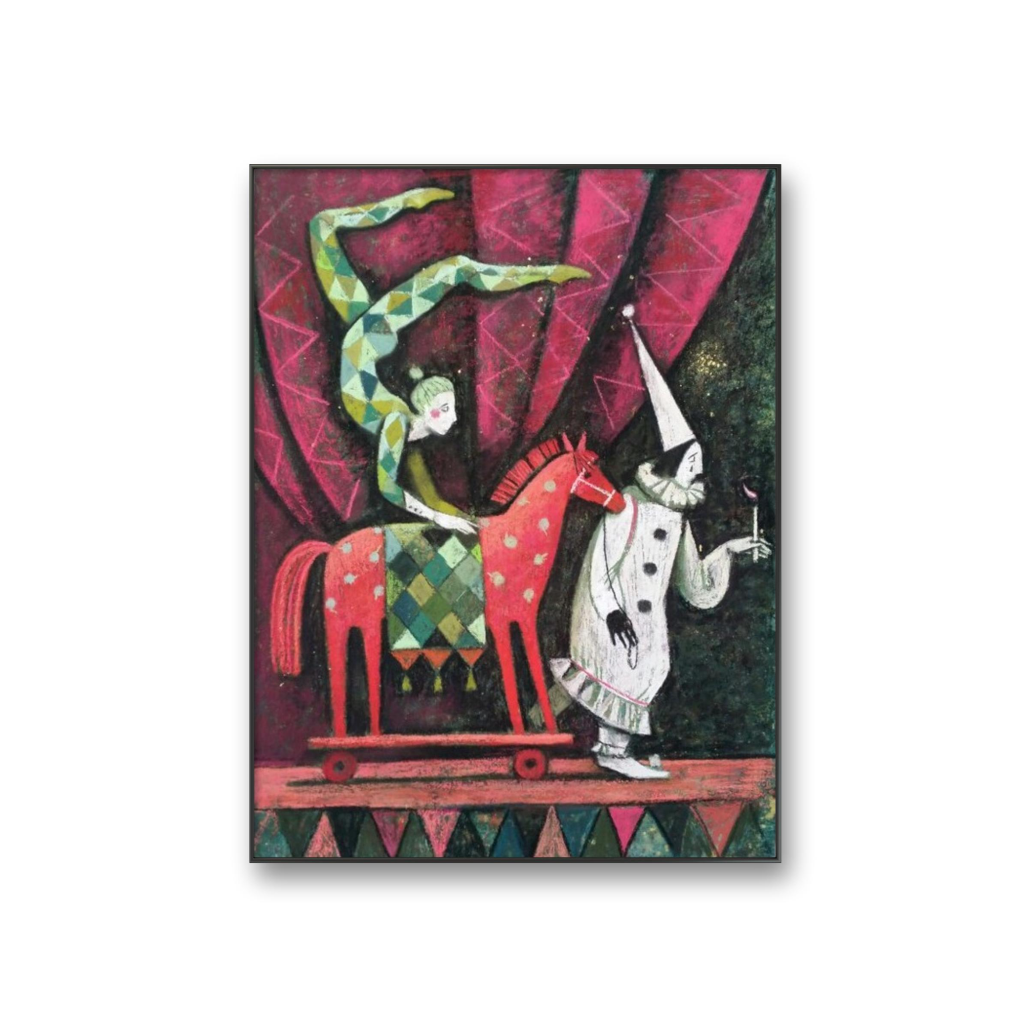 俄罗斯原创手绘油画安东妮娜《马戏团》70*60cm 2015年客厅卧室书房