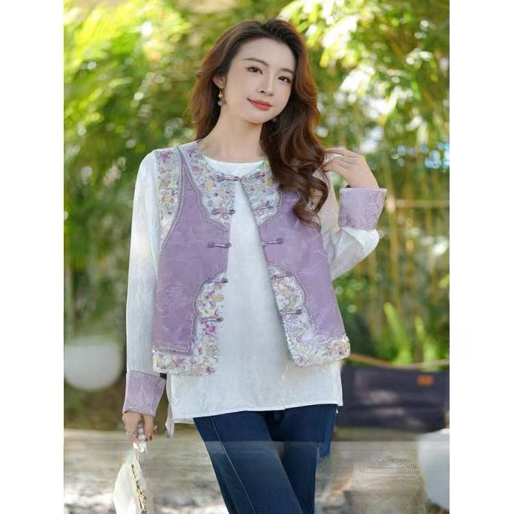 春季新款新中式国风重工刺绣马甲女时尚气质百搭双面穿马夹复古潮