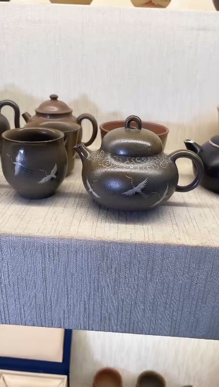 【闪购商品】紫砂茶壶柴烧瑞鹤圆壶+杯子
