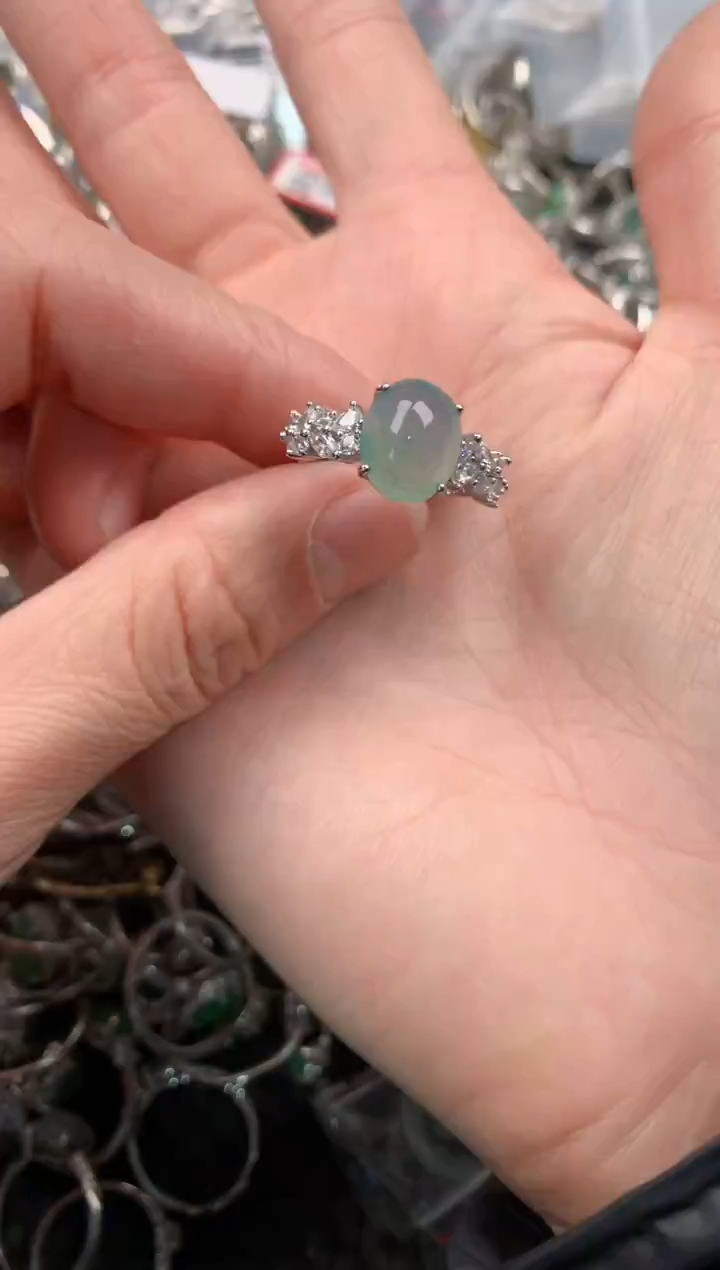 银S925镶嵌戒指翡翠444   9