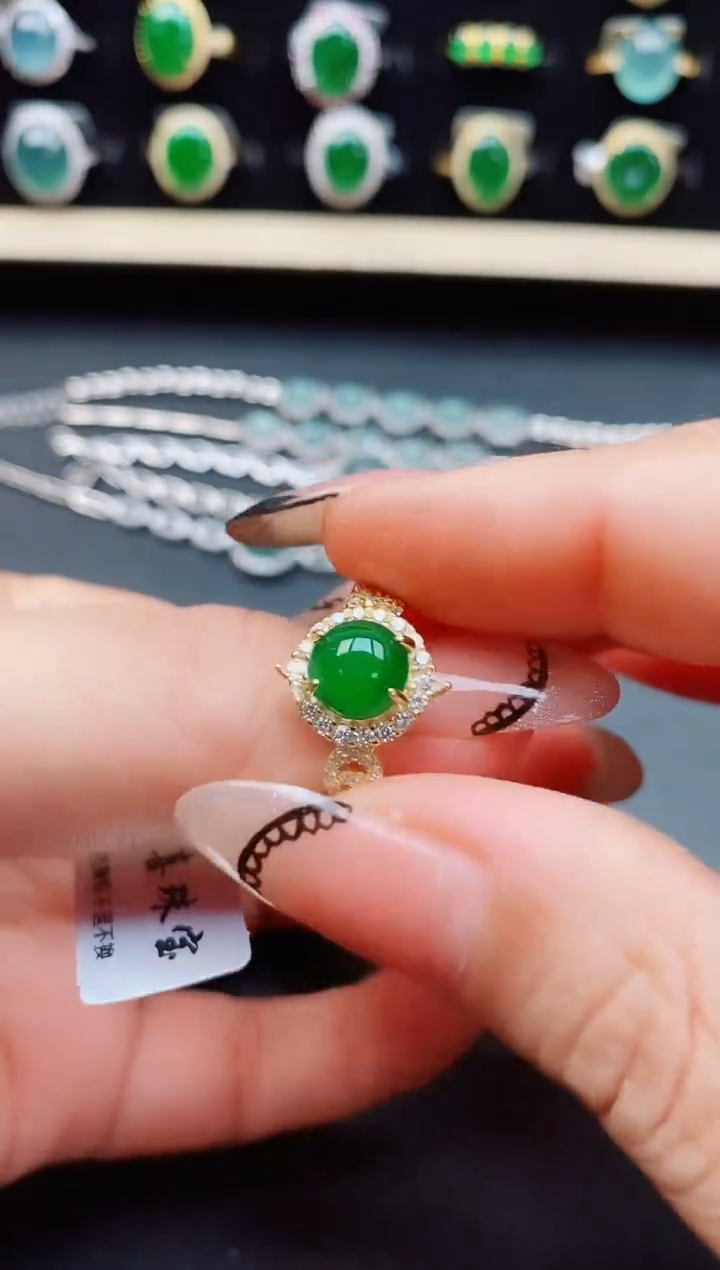 翡翠戒指银S925镶嵌5080550