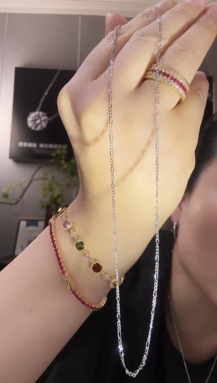 主播定制链接银色吊坠链子