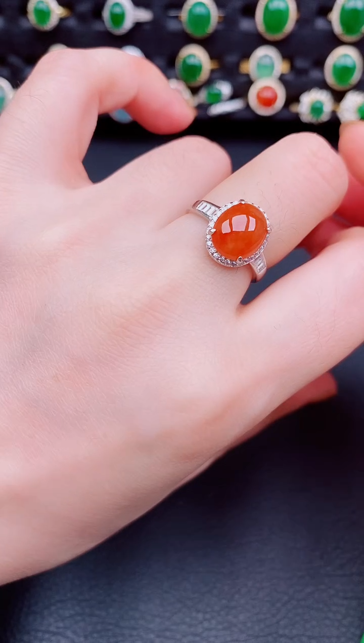 【闪购商品】翡翠戒指银S925镶嵌天然a货翡翠53