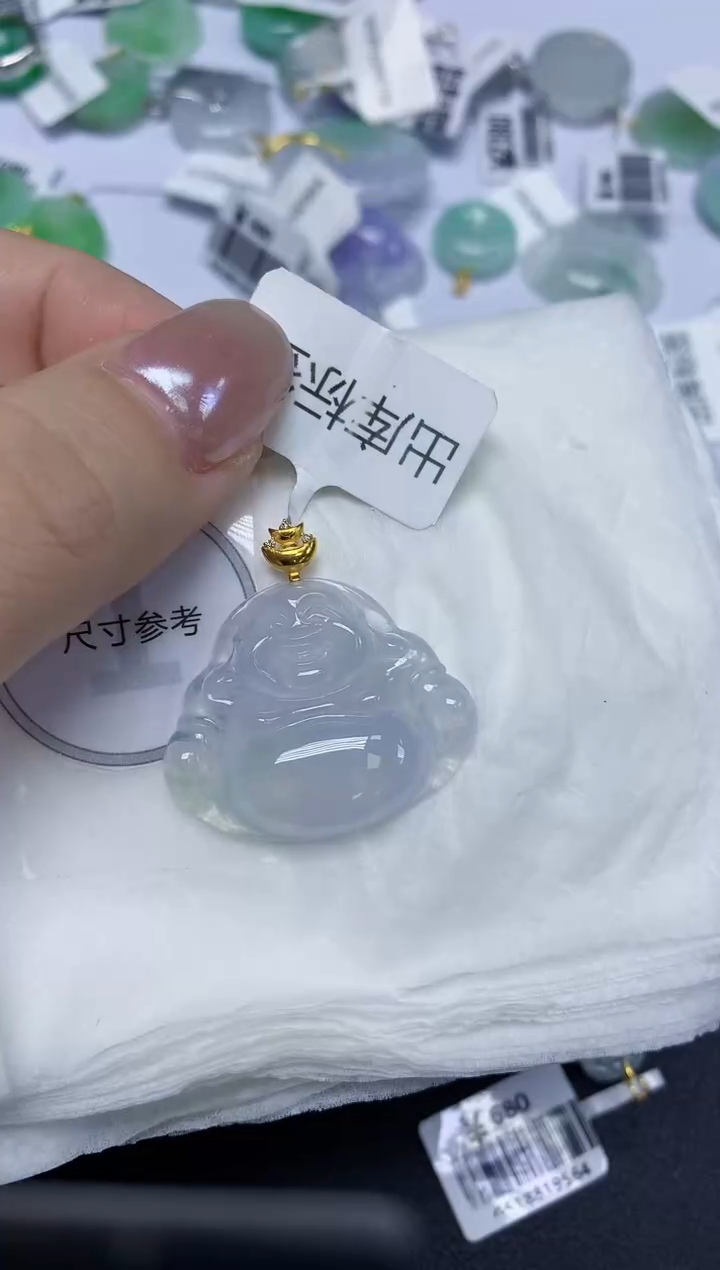 翡翠18K金镶嵌颈饰天然缅甸翡翠A货百元以上9元证书费自理