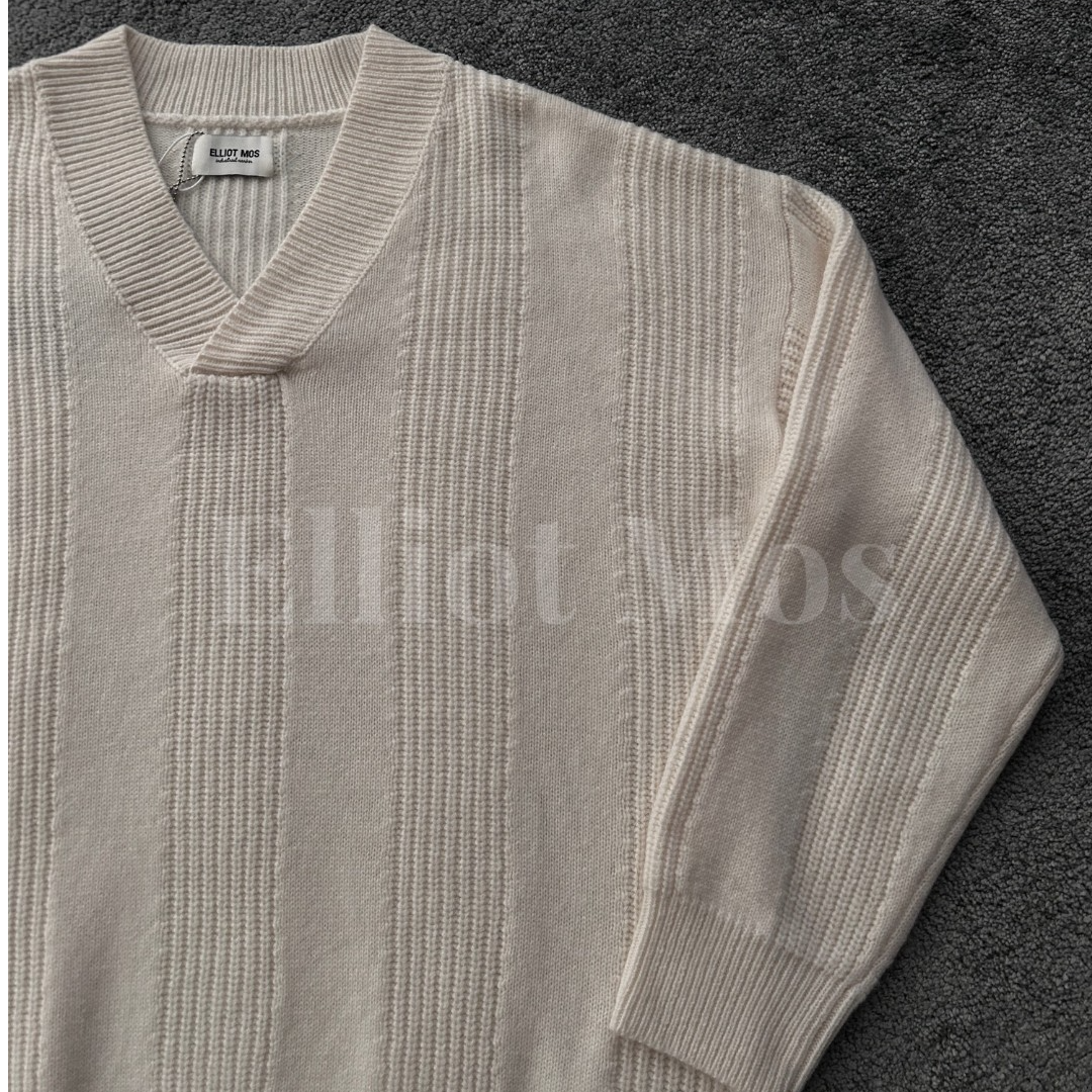 Elliot Mos100%绵羊毛~Knitted Sweater 慵懒交叉领针织毛衣-1452