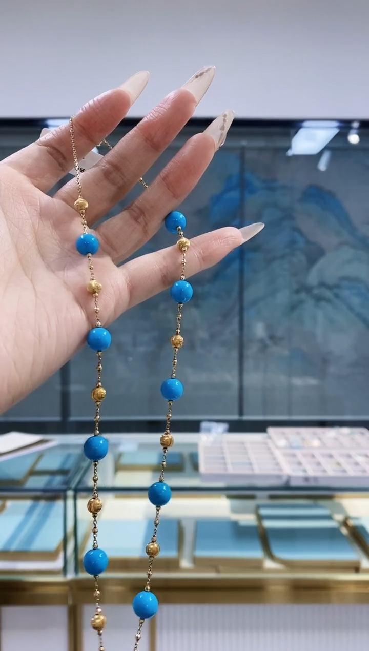 【闪购商品】绿松石项链18K金镶嵌发货一件