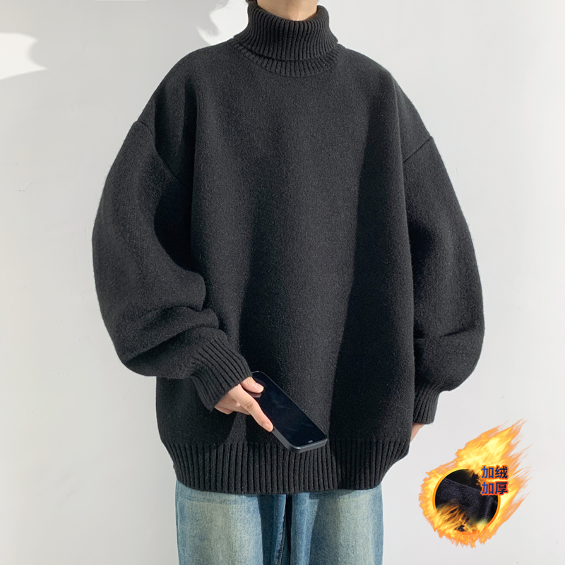 OWH700克重磅加绒加厚不褪色针织内搭毛衣宽松男女同款上衣卫衣