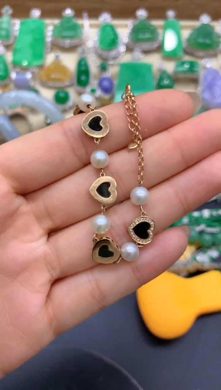 【闪购商品】翡翠手链18K金镶嵌354-中国好珍宝